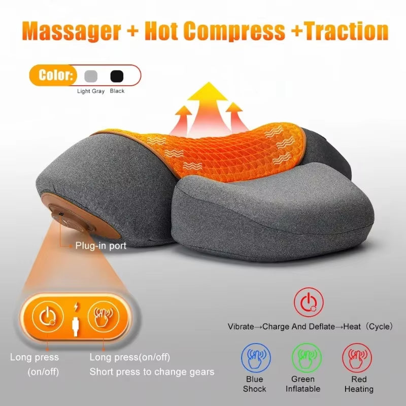 Ultimate Electric Neck Massager Pillow with Heating & Vibration - Cervical Stretcher for Back Support & Relaxation