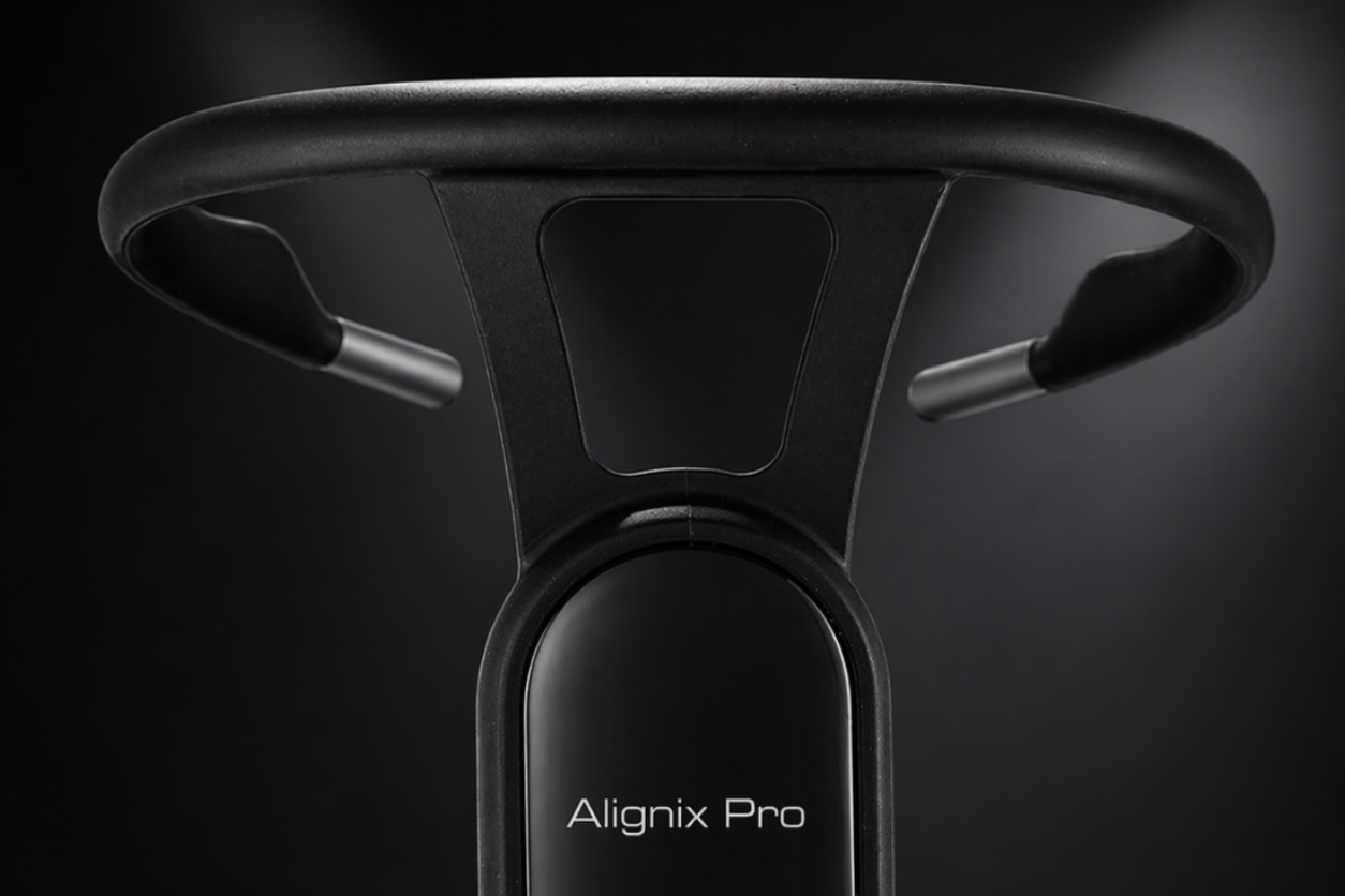 Black device with 'Alignix Pro' branding on a dark background