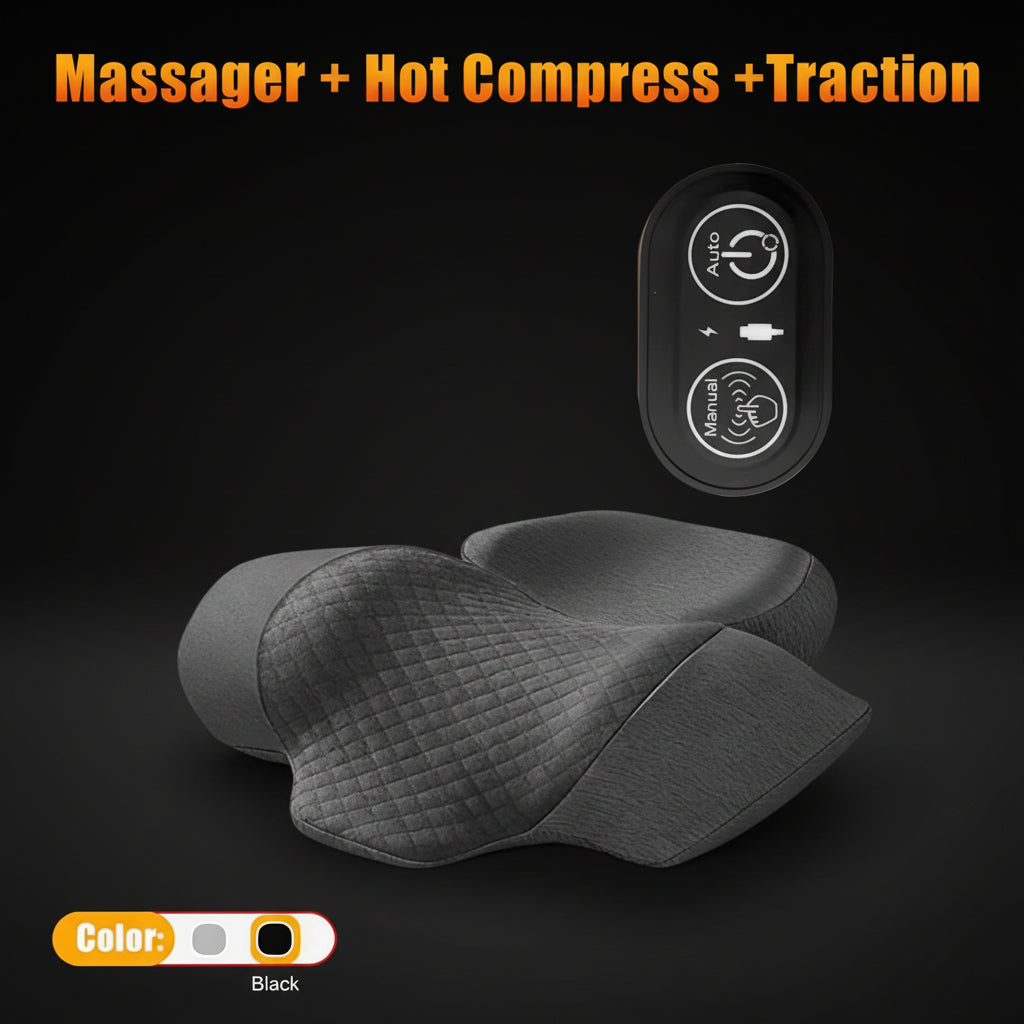 Ultimate Electric Neck Massager Pillow with Heating & Vibration - Cervical Stretcher for Back Support & Relaxation